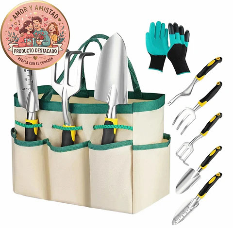  Kit esencial de Herramientas De Jardínieria Huerto y Cultivo Ergonómicas En Aluminio 