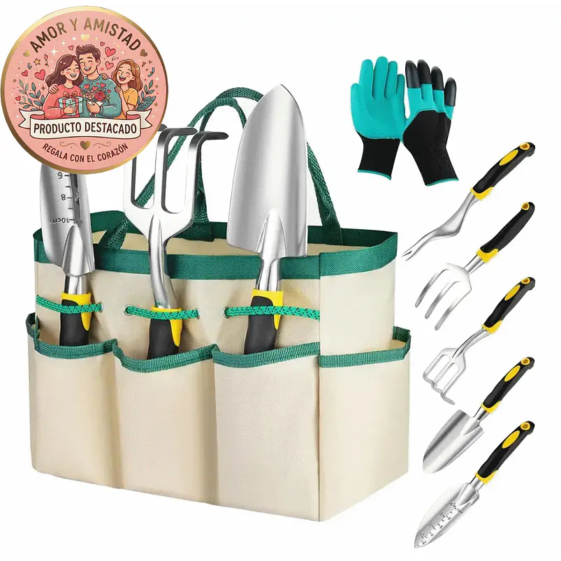  Kit esencial de Herramientas De Jardínieria Huerto y Cultivo Ergonómicas En Aluminio  1