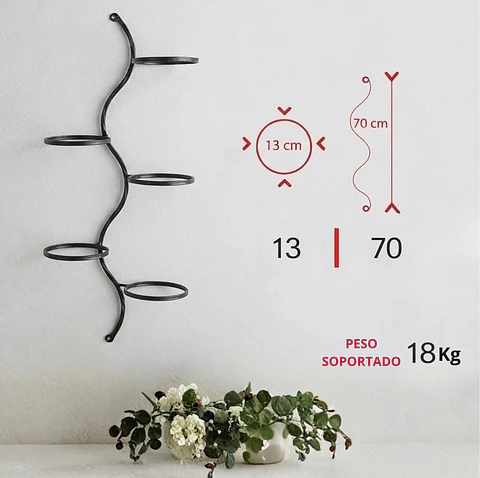 Soporte Macetas Pared x5 Espacio 13cm Diámetro