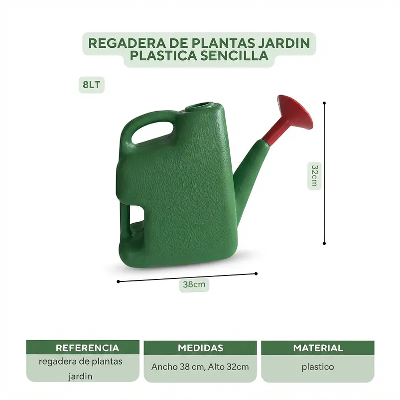 Regadera de Plantas, Huerto y Jardin Plastica Sencilla x 8 Litros 12