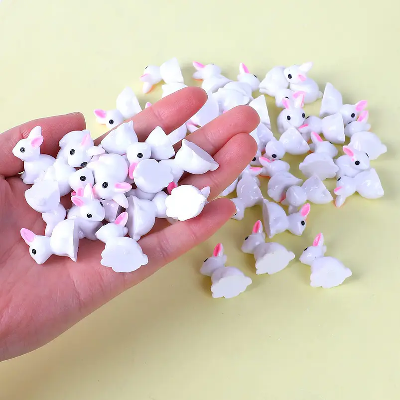 20 Mini Conejitos De Resina Para Jardín De Hadas Y Terrarios 6