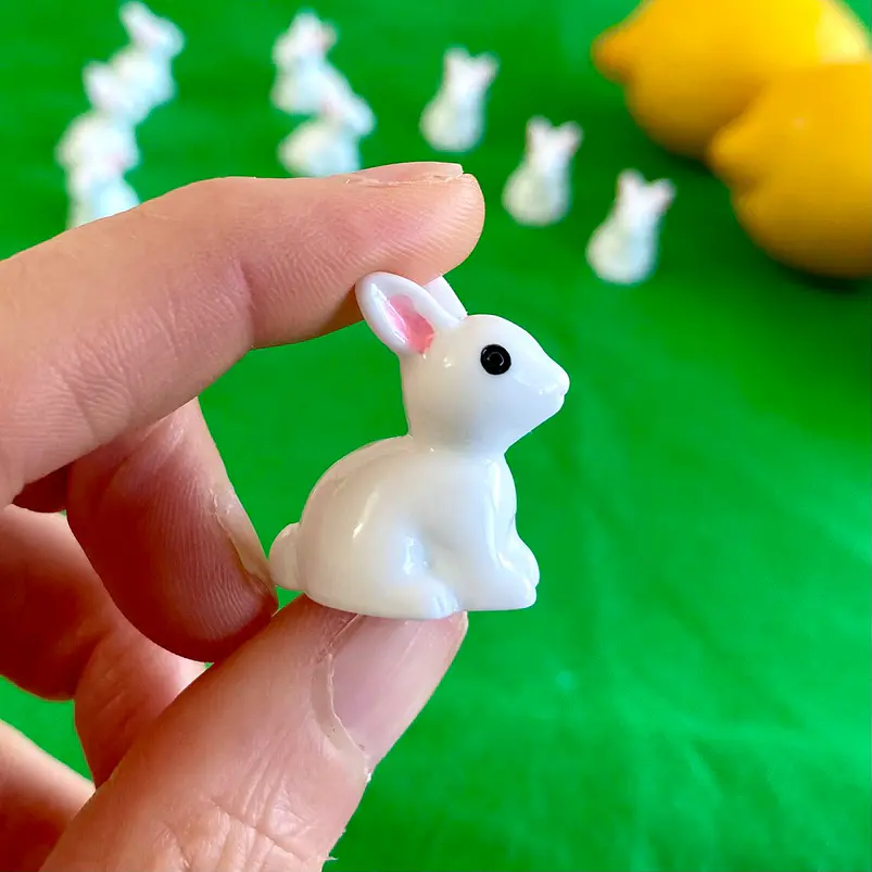 20 Mini Conejitos De Resina Para Jardín De Hadas Y Terrarios 3