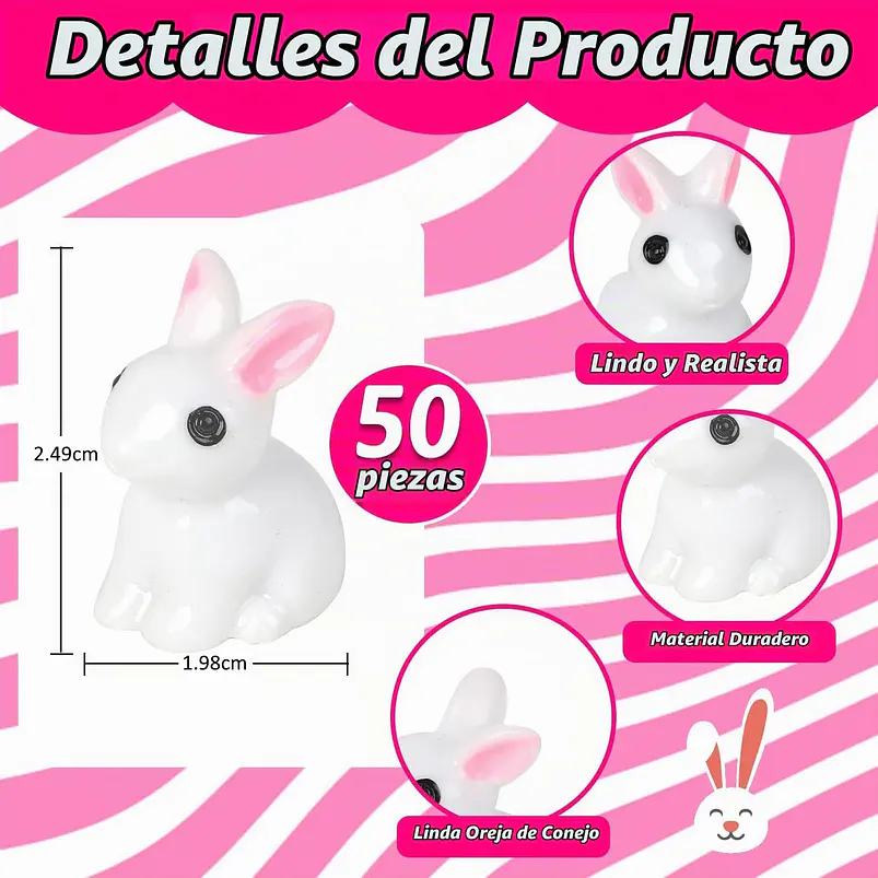 20 Mini Conejitos De Resina Para Jardín De Hadas Y Terrarios 2