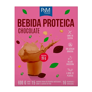 Bebida Proteica de Chocolate Sin Gluten 600g - PM Foods 