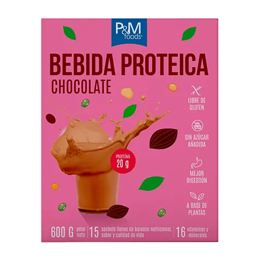 Bebida Proteica de Chocolate Sin Gluten 600g - PM Foods  1