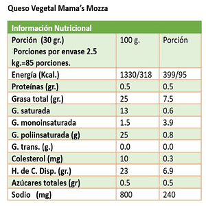 Queso Vegetal Mozzarella 2,5k - Mama's Mozza 