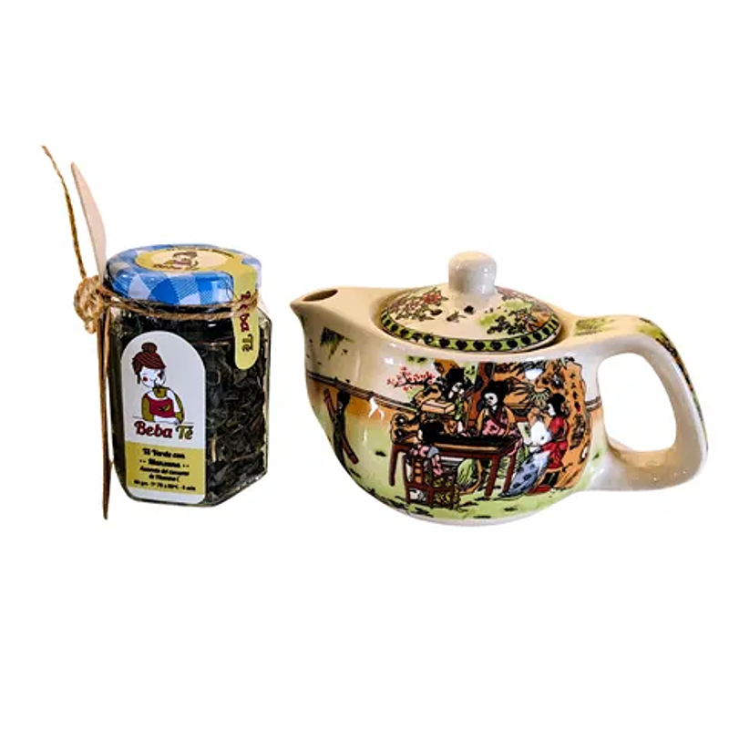 Pack Té Verde Manzana 40g + Tetera 250ml 1