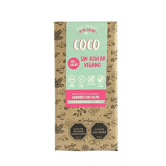 Chocolate 70% Cacao Coco 80g - Sabores Sin Culpa  1