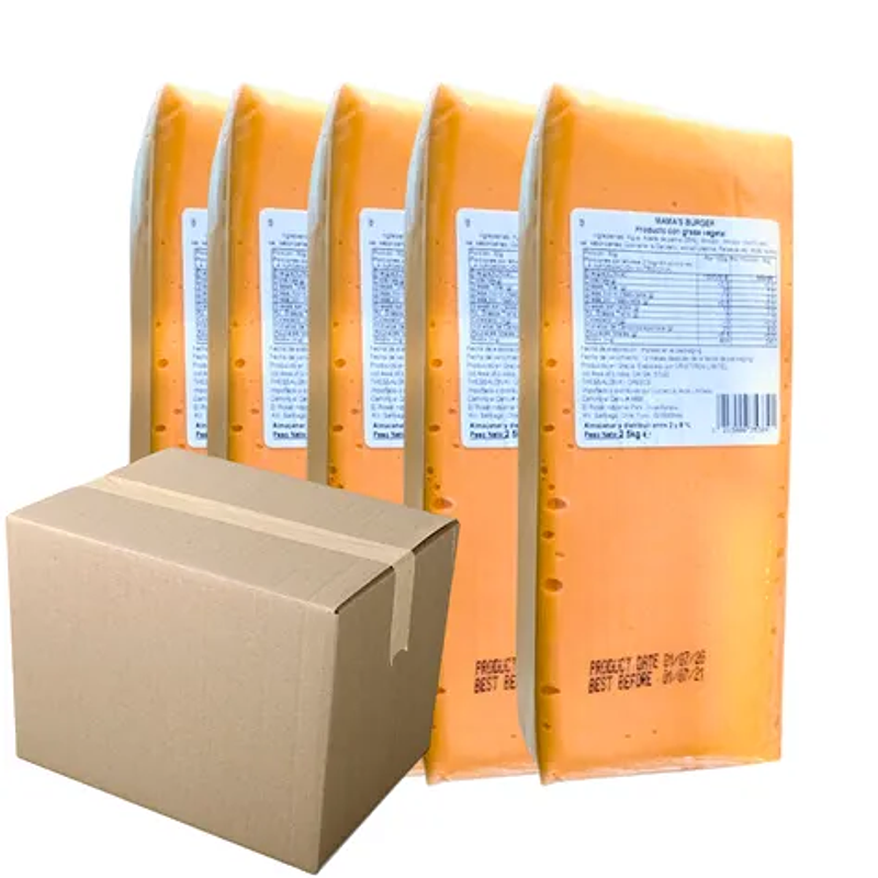 Caja 5 Barras Queso Vegetal Cheddar 2,5 KG – Mama's Mozza 1
