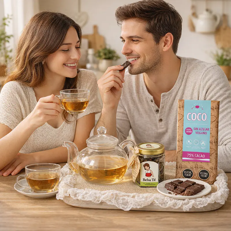 Set Regalo Té Verde & Chocolate Cereza – Vive Vegano 🍵🍫🌼 2