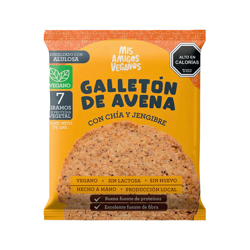 Galletón de Avena Chía y Jengibre 75g - Amigos Veganos  1