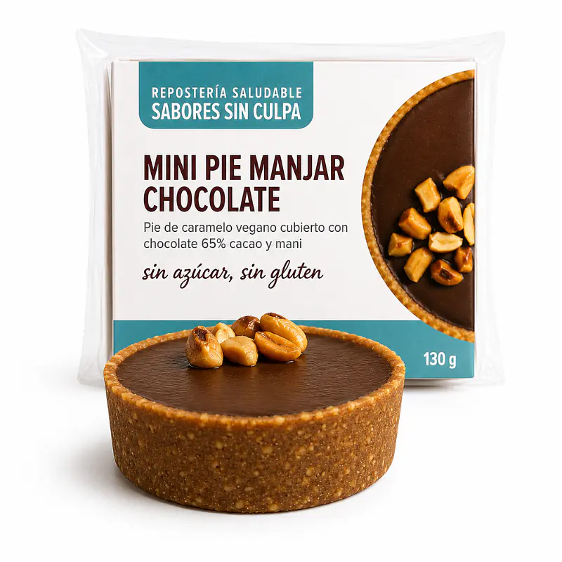 Pie Manajar Manjar Chocolate 45% Cacao Vegano 130g - Sabores Sin Culpa 1