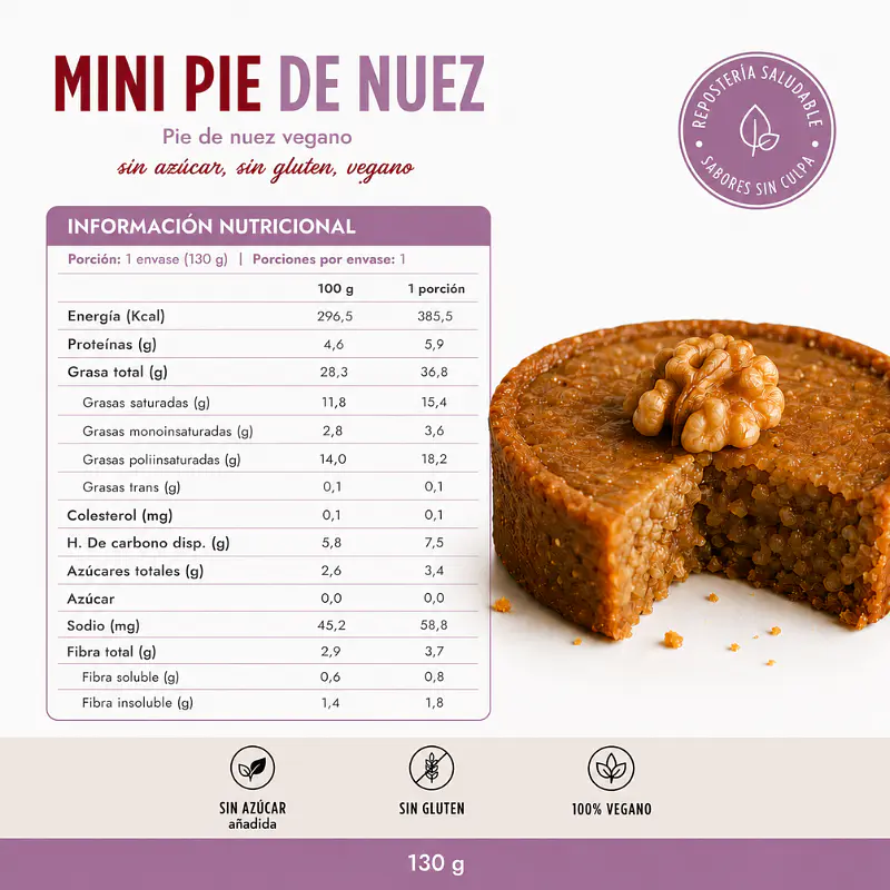 Pie Nuez Vegano 130g - Sabores Sin Culpa  3