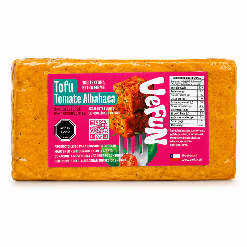 Tofu Tomate Albhaca 500g - Vefun 1