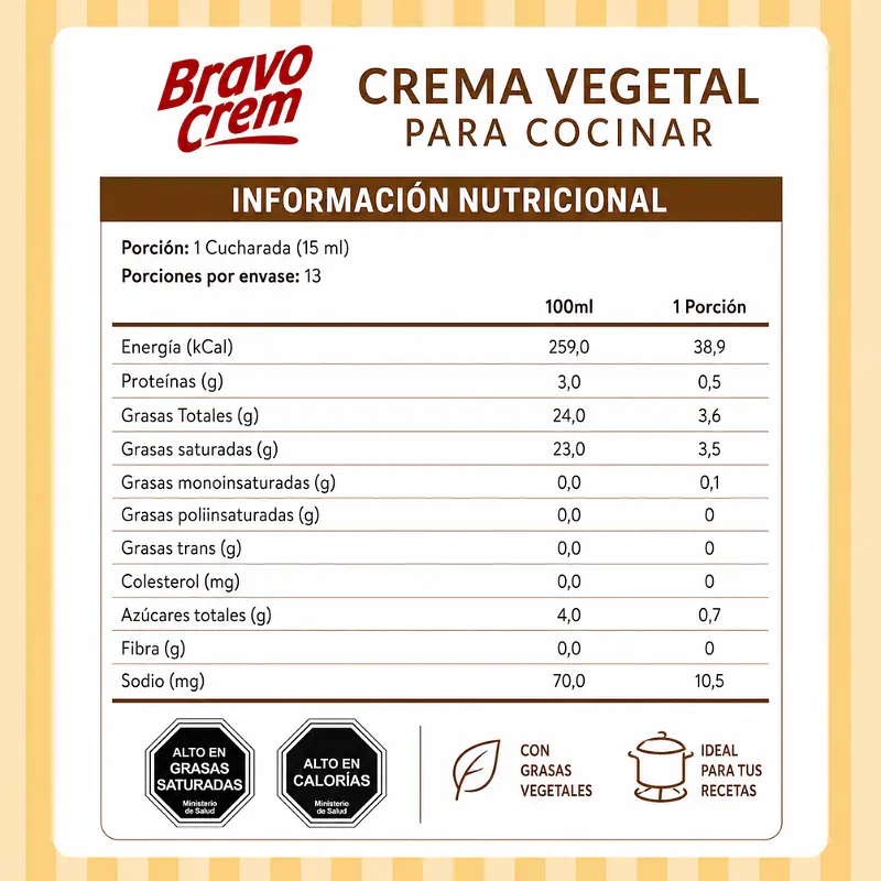 Crema Vegetal de Cocina 200ml - Bravo  3