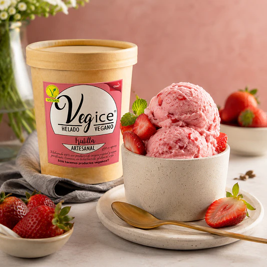 Helado Vegano Artesanal de Frutilla 800cc - Vegice  2