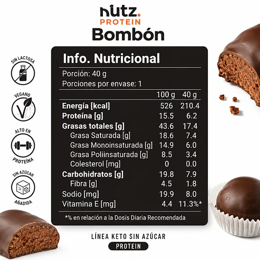 Bombón Keto Proteín 40g - Nutz  3