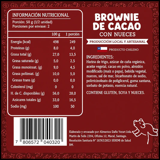 Brownie de cacao con nueces 115g - Amigos Veganos 3