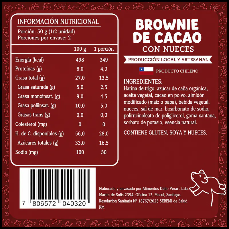 Brownie de cacao con nueces 115g - Amigos Veganos 3