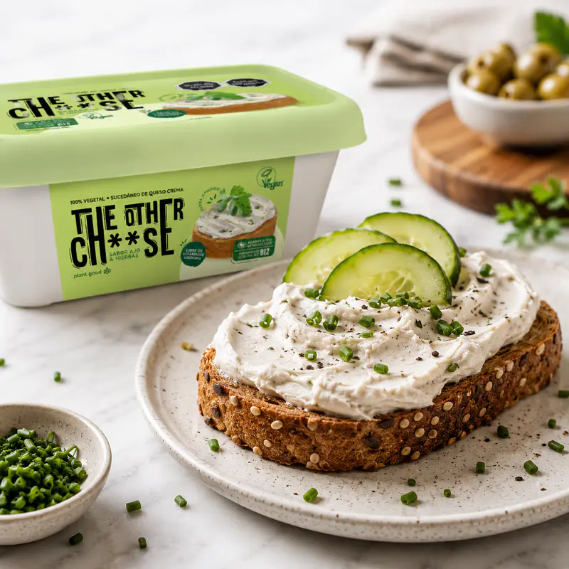 Queso Crema Vegetal Sabor Ajo & Hierbas 200g - The Other Cheese 2