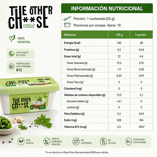 Queso Crema Vegetal Sabor Ajo & Hierbas 200g - The Other Cheese 3