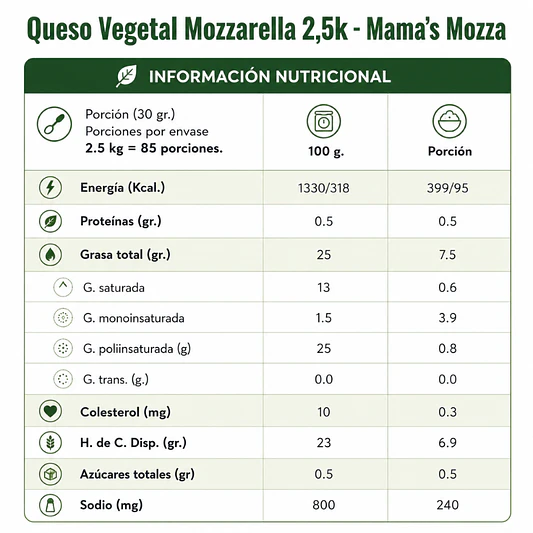 Queso Vegetal Mozzarella 2,5k - Mama's Mozza  3