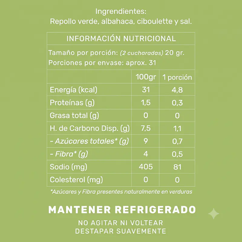 Sauerkraut Verde 620g - Ghali  3