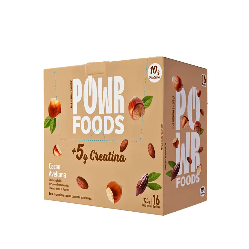 Barra Creatina Proteina Cacao 16u - Power Foods  1