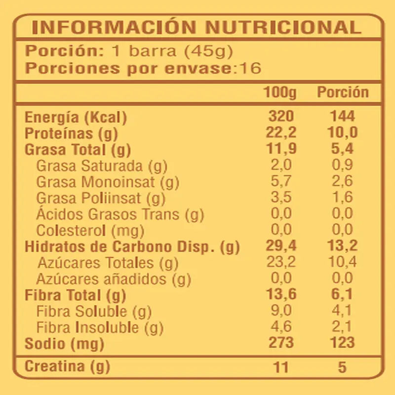 Barra Creatina Proteina Maní 45g - Power Foods  3