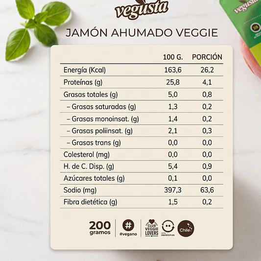 Jamón Ahumado Vegano 200g - Vegusta  3