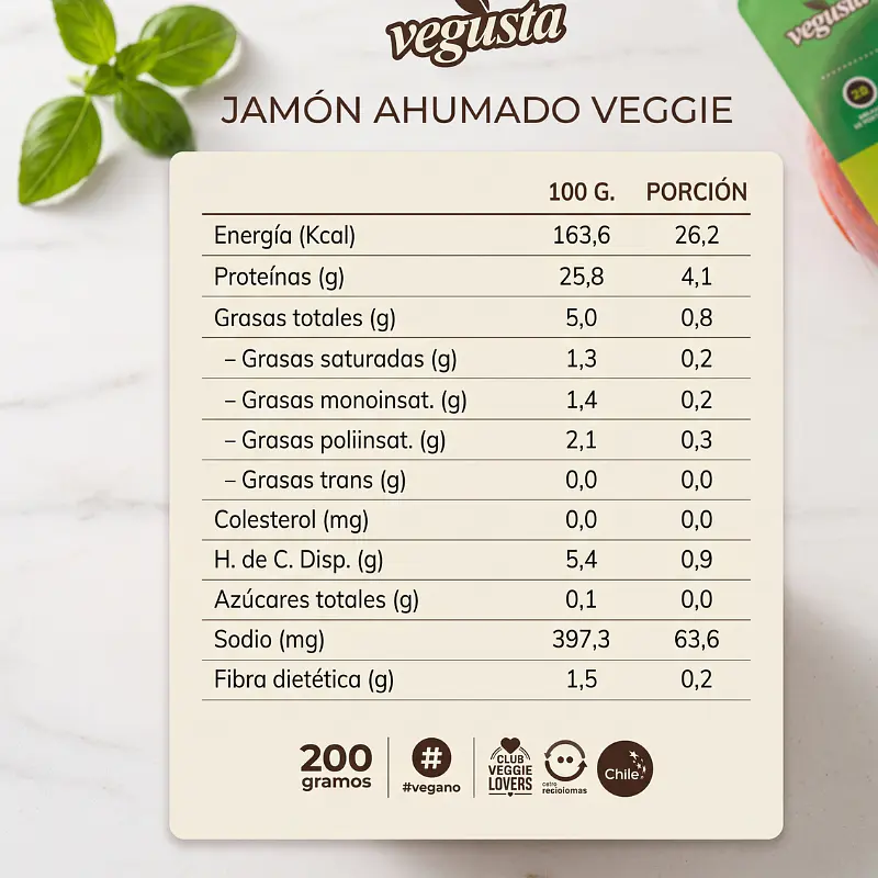 Jamón Ahumado Vegano 200g - Vegusta  3