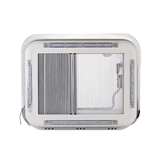 Claraboya 700x500mm transparente con luz LED, cortina y malla mosquitera deslizables