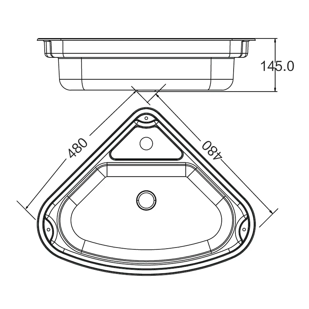 Lavaplatos esquinero de acero inoxidable con cubierta para casa rodante camper y motorhome 2