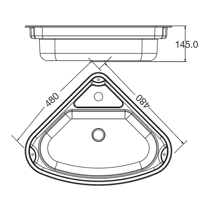 Lavaplatos esquinero de acero inoxidable con cubierta para casa rodante camper y motorhome 2