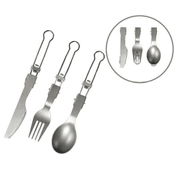 Set de cubiertos plegables de titanio para camping