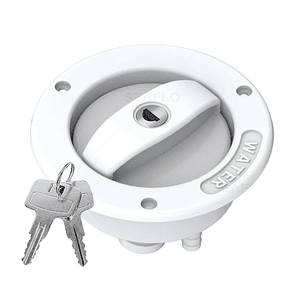 Entrada de agua color blanco con llave para camper, casa rodante, motorhome, carro
