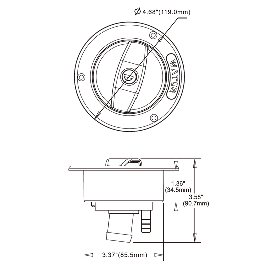 Entrada de agua blanca con llave para camper, casa rodante, motorhome, carro