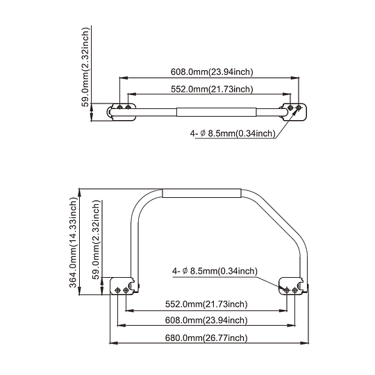 Manilla de acceso grande para casa rodante, camper, motorhome blanca