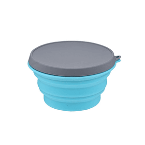 Bowl celeste plegable grande con tapa