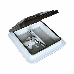 Claraboya 356x356mm con extractor y malla mosquitera tapa color negra