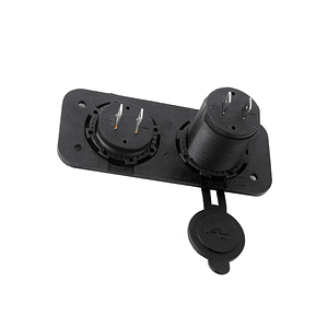 Voltímetro LED y doble cargador USB impermeable