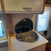 Combo cocina un quemador y lavaplatos con tapa de vidrio templado para casa rodante 