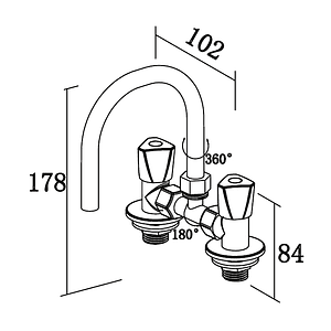 Grifería doblemando 18 cms para casa rodante camper y motorhome