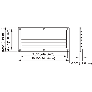 Celosía ventilación negra 26x13 cm