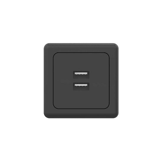 Enchufe doble USB de bajo perfil negro 5V 3A