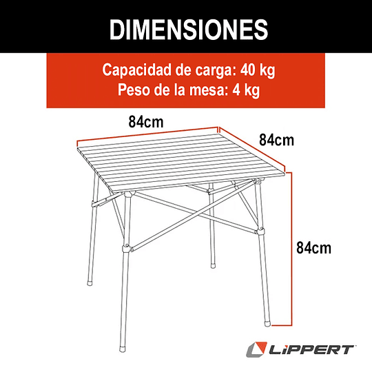 Mesa aluminio plegable Lippert HD Hybrid 84x84cm