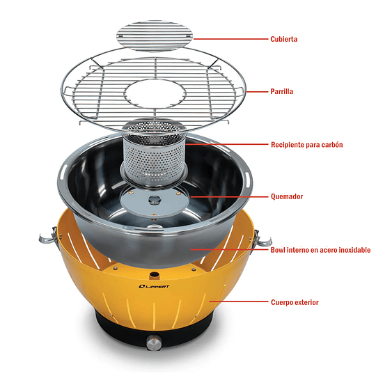 Parrilla portátil Odyssey smokeless amarilla