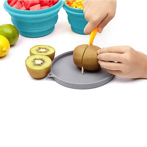 Bowl gris plegable grande con tapa