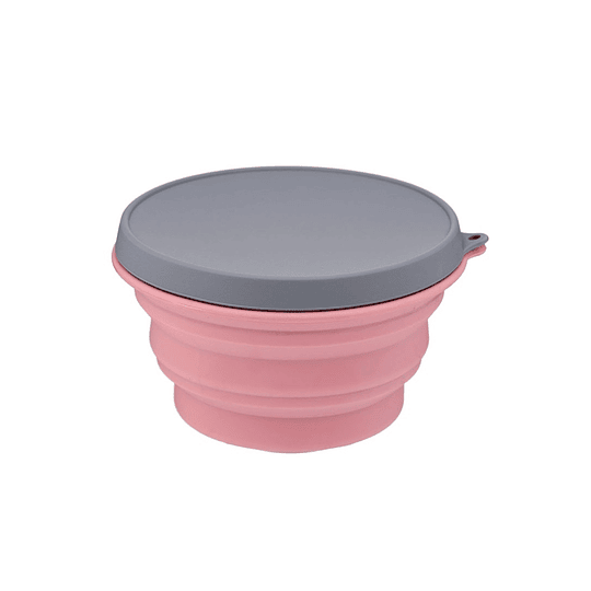 Bowl rosado plegable grande con tapa