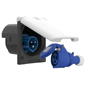 Tomacorriente externa 220v incluye enchufe hembra para cordón y tapa blanca